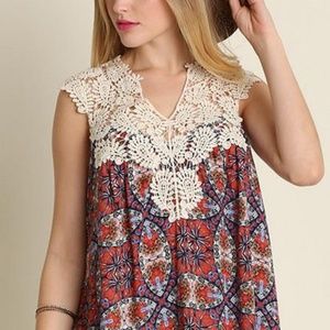 Bohemian Print Top Umgee Dakota Viola